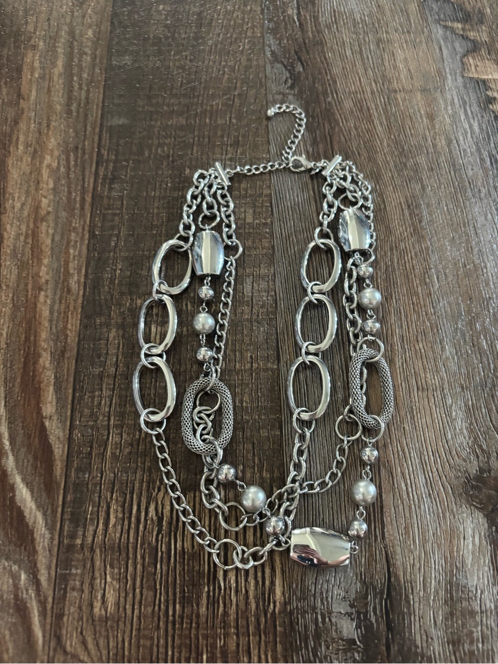 Multi-Chain Silver Statement Necklace - Women Jewelry